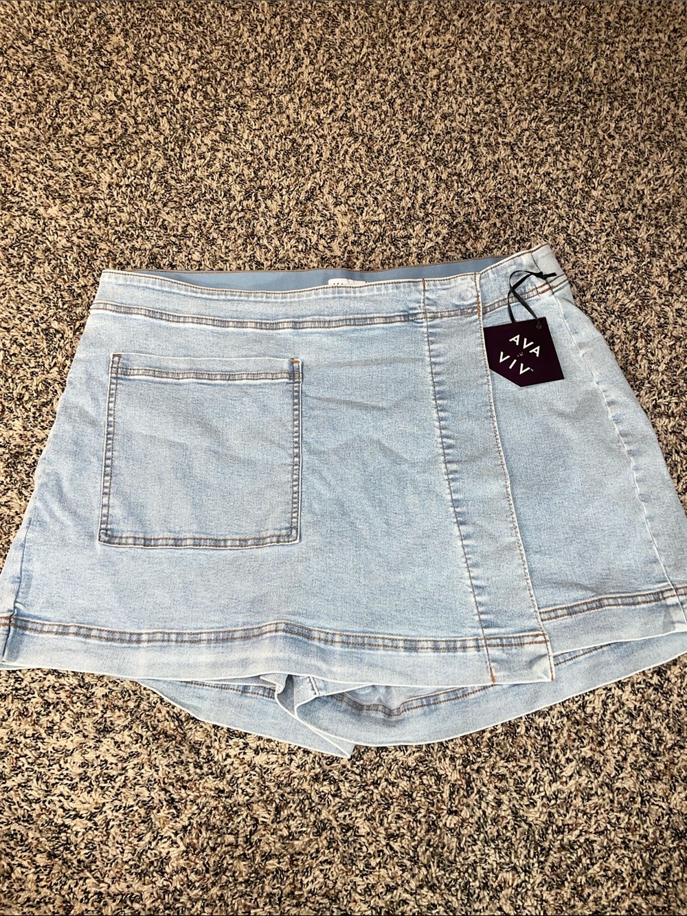 Ava & Viv A Line Wrap Skort Light Blue Wash Stretch Denim Plus Size 17 | NWT - Picture 3 of 7